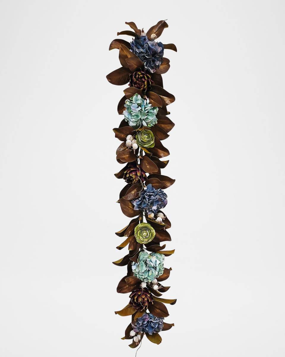 60" Hydrangea & Magnolia Leaf Garland